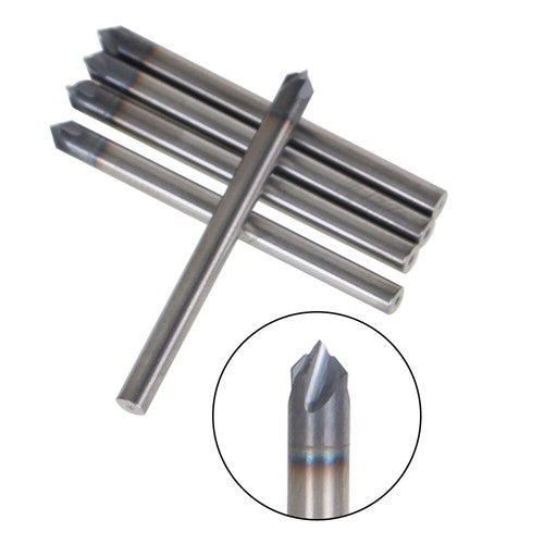 Solid Spare 5 Piece 1/8" 4 Flute 90 Degree Carbide Chamfer Mill 1-1/2" OAL - TiALN COATED