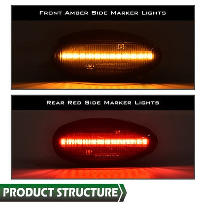 Solid Spare LED Side Marker Lights Lamps Smoked Fit For 2001-2014 Chevy Silverado GMC Sierra
