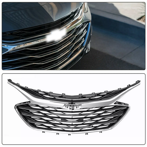 For 2019-2023 Chevrolet Malibu Front Bumper Upper Lower Grille Black Chrome 3PCS