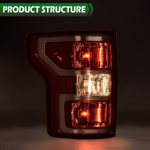 Solid Spare Fit For 2018-2020 Ford F150 F-150 Left Side Red Rear Tail Lights Replacement