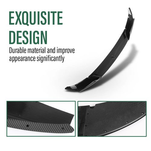 Solid Spare For 11-16 BMW F10 535i 528i 550i M Sport Carbon Look Front Bumper Lip Spoiler