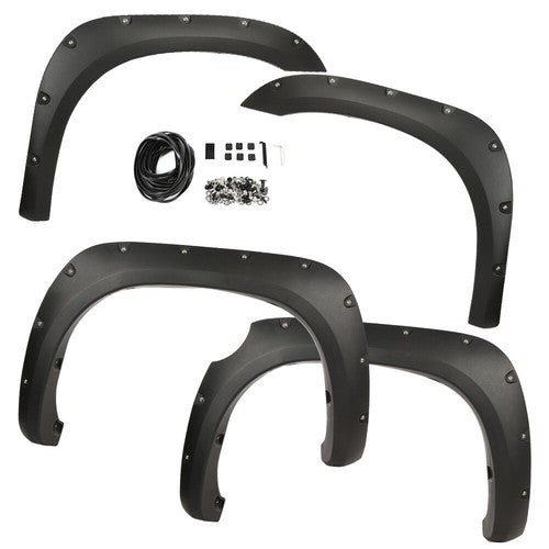 Solid Spare 4pcs Pocket Rivet Style Fender Flares Textured Fit For 2007-2013 Toyota Tundra
