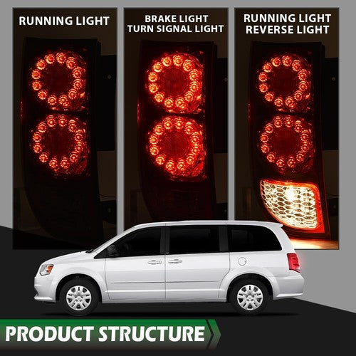 Solid Spare Fit For 2011-2020 Dodge Grand Caravan LED Tail Lights Lamp Driver&Passenger Side