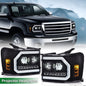 Solid Spare Fit For 07-13 GMC Sierra 1500 2500HD 3500HD LED DRL Projector Headlights