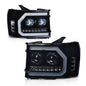 Solid Spare Fit For 07-2013 GMC Sierra 1500 2500HD LED DRL Tube Projector Smoked Headlights