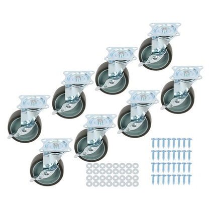 Solid Spare 8 Pack 3 Inch Universal Caster Wheels Heavy Duty Casters with Side Brake Grey