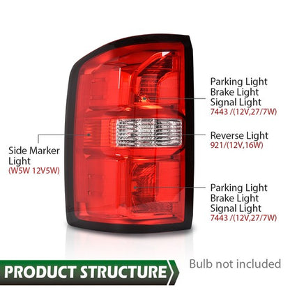 Solid Spare Rear Tail Light Driver Side Fit For 2014-2018 GMC Sierra 1500 2500 3500 HD