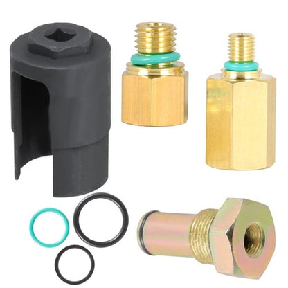 Solid Spare For Ford 04-10 E-350 E-450 IPR Valve Socket + Air Test Fitting +Fuel Rail Adapte