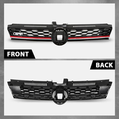 Solid Spare Front Hood Mesh Grille w/ Red Trim Fit For 2017-2019 VW Golf MK7 7.5 GTI Style