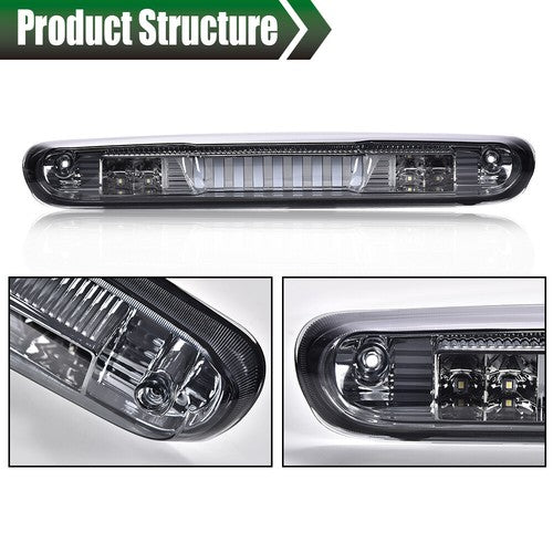 Solid Spare Fit For 2007-2014 Silverado Sierra Smoke/Chrome LED Third Brake Light Cargo Lamp