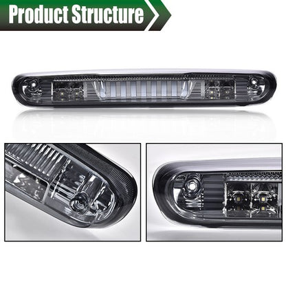 Solid Spare Fit For 2007-2014 Silverado Sierra Smoke/Chrome LED Third Brake Light Cargo Lamp