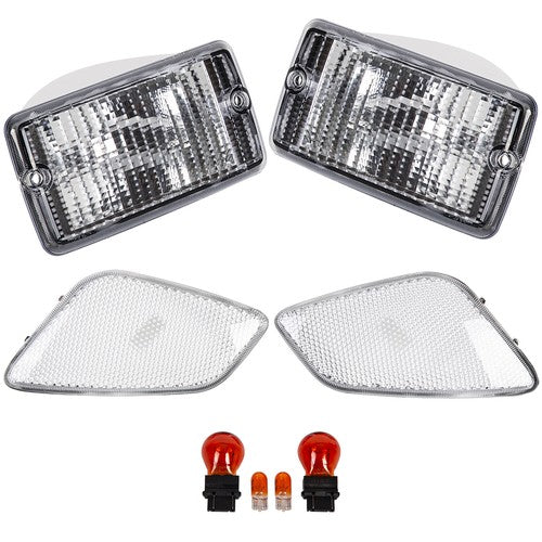 Solid Spare Clear Plastic Bumper Signal Fender Side Marker Lights For Jeep Wrangler TJ 97-06