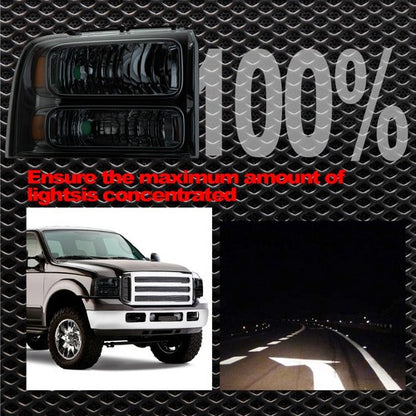 Solid Spare FIT FOR 05-07 FORD F250 F350 F450 F550 SUPERDUTY SMOKE HEADLIGHTS LAMPS PAIR