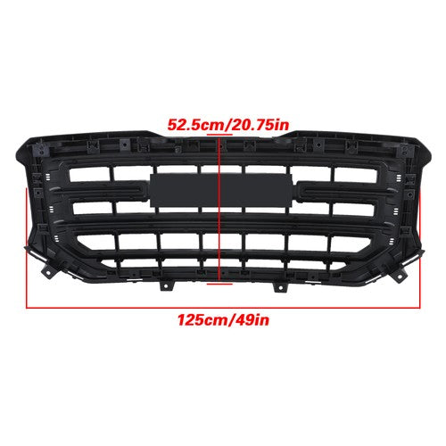 Solid Spare Fit For GMC Sierra 1500 2016 2017 2018 Gloss Black Plastic Front Bumper Grille