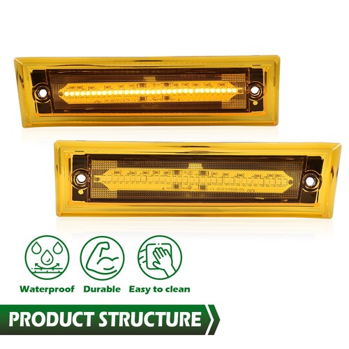 Solid Spare Fit For 1981-1991 GMC Chevy Pickup Truck LED Front Side Marker Lights Amber