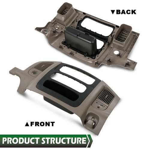 Solid Spare Fit For 02-05 Dodge Ram 1500-3500 Dash Radio Bezel Climate Trim Panel Vent Beige