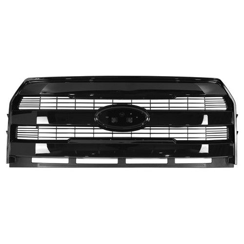Front Upper Grill Grille Gloss Black For 2015 2016 2017 Ford F-150 W/O Camera