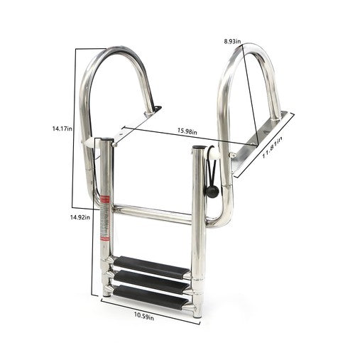 Solid Spare 3-Step Stainless Steel Ship Ladder With Handrails For Marine Yacht Swimming Pool