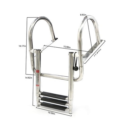 Solid Spare 3-Step Stainless Steel Ship Ladder With Handrails For Marine Yacht Swimming Pool