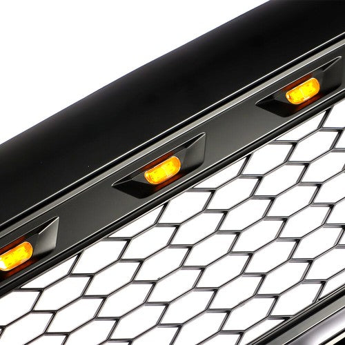 Solid Spare Black Plastic Front Upper Bumper Grille W/ LED For Toyota Tacoma 2005-2011