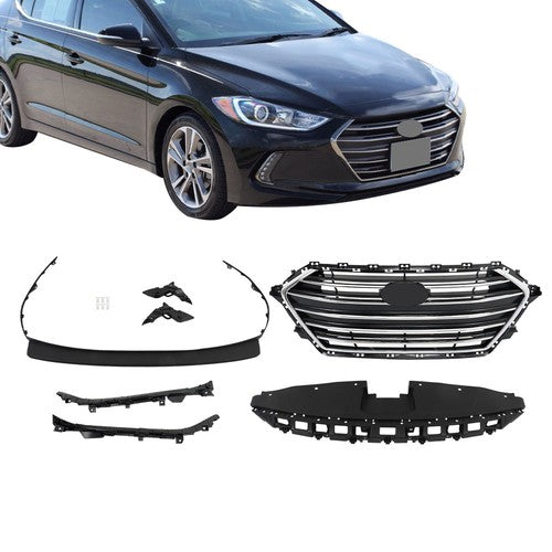 Solid Spare For Hyundai Elantra 2017 2018 Grille Radiator Cover Bumper Lid Set 7pcs Plastic