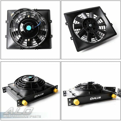 Solid Spare Universal 30 Row 10AN Engine Transmission Oil Cooler+7" Fixed Fan Kit