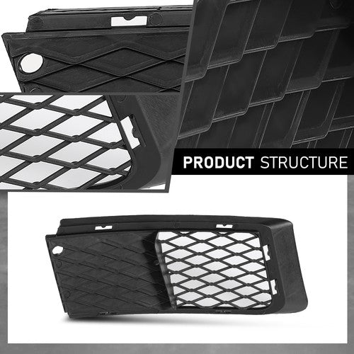Solid Spare Fit For 07-10 BMW 328xi 328i xDrive Fog Light Cover Lower Grille Trim Left+Right