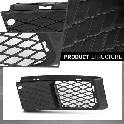 Solid Spare Fit For 07-10 BMW 328xi 328i xDrive Fog Light Cover Lower Grille Trim Left+Right