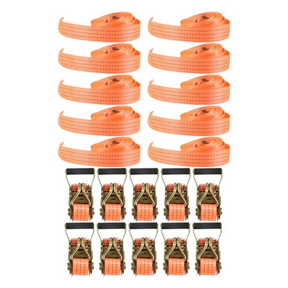 Solid Spare 10pc 1.5"x15' Ft Ratchet Tie Down Cargo Straps J Hooks Heavy Duty Tie Downs NEW