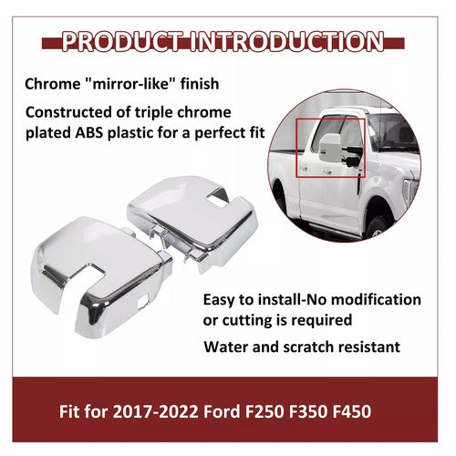 Solid Spare Full Chrome Mirror+ Handle Cover For Ford F250 F350/450/550 Super Duty 2017-2022