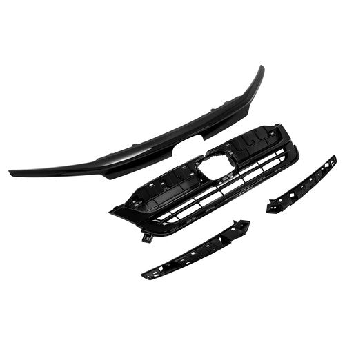 Solid Spare Fit 2019-21 2022 Honda Pilot Front Upper Grille Full Glossy Black Grill Assembly