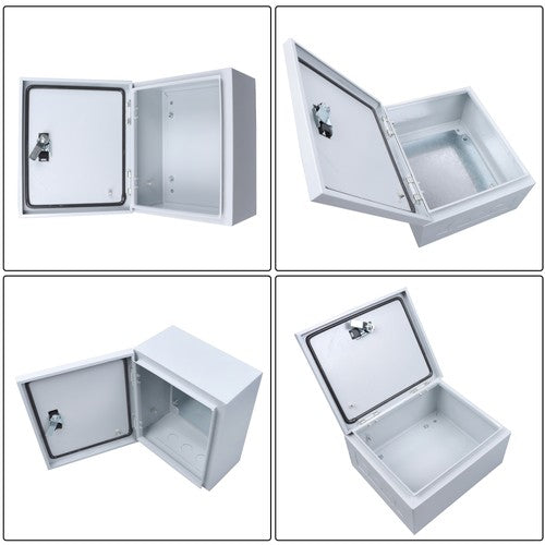 Solid Spare 12x10x6" NEMA 4X Steel Electrical Box, IP56 Waterproof Lockable w/Mounting Plate