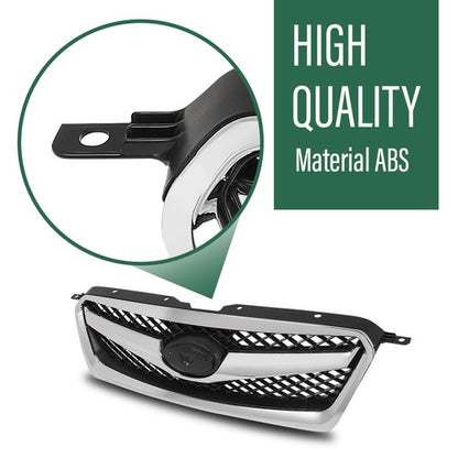 Solid Spare Fit For 2010-2012 Subaru Legacy Front Bumper Upper Grille Grill Black Chrome