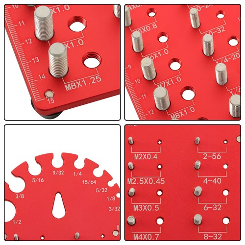 Solid Spare Nut and Bolt Thread Checker Portable 18 3/32 to 1/2 inch With Red Drill Bit Size