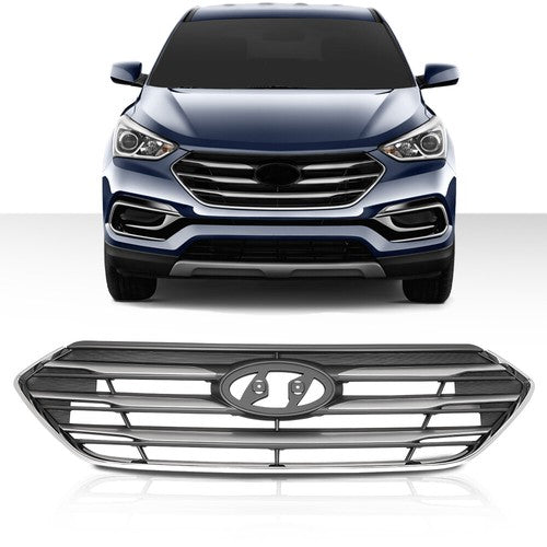 Solid Spare Fit For 2017-2018 Hyundai Santa Fe Sport Front Bumper Upper Grille Assembly