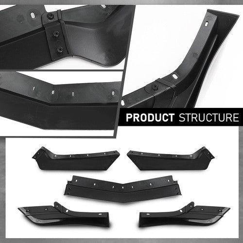 Solid Spare Fit For 2020-2025 Corvette C8 5VM Style Front Bumper Lip Splitter Glossy Black
