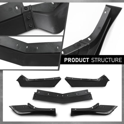 Solid Spare Fit For 2020-2025 Corvette C8 5VM Style Front Bumper Lip Splitter Glossy Black