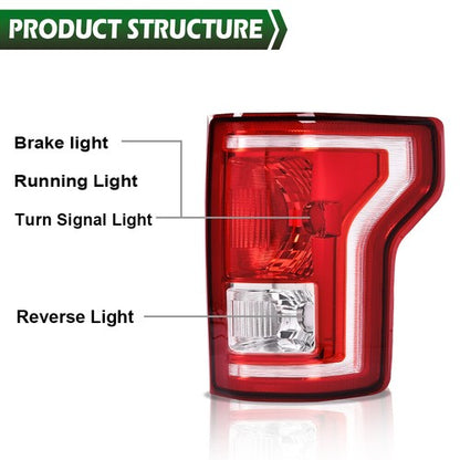 Solid Spare Tail Lights Fit For 2015 2016 2017 Ford F-150 Pickup Rear Lamps Left & Right