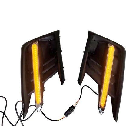 Pair Fog Light Covers W/LED White DRL+Yellow Turn Signal For 19-22 Subaru Ascent