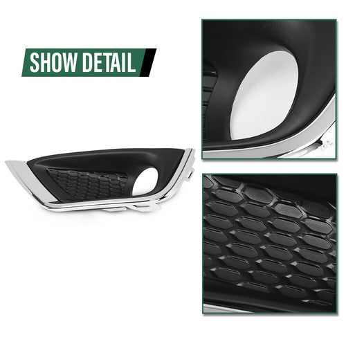 Solid Spare Fit For 2017-2020 Jeep Compass Front Bumper Fog Light Cover Bezel Left+Right