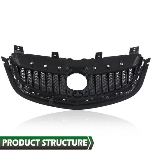 Solid Spare Fit For 2016-2018 Buick Envision Black Front Bumper Upper Grille w/ Chrome Trim