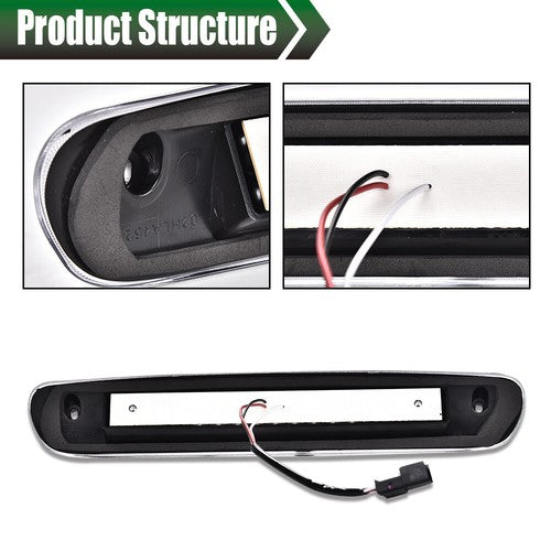 Solid Spare Fit For 07-14 Silverado/Sierra LED Third Brake Tail Light Cargo Lamp Chrome