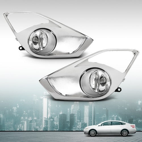 Solid Spare Fit For 2013 2014 2015 Toyota Avalon Fog Light Lamps w/ Chrome Bezels + Bulbs