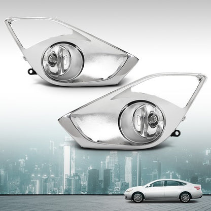 Solid Spare Fit For 2013 2014 2015 Toyota Avalon Fog Light Lamps w/ Chrome Bezels + Bulbs