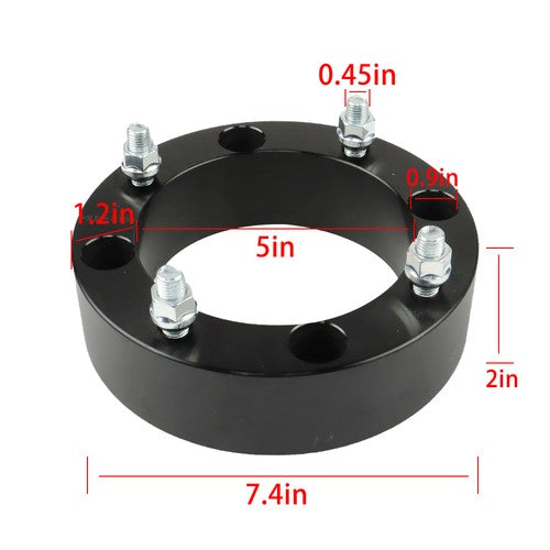 Solid Spare 4pcs 4x156 Wheel Spacers 2" 131mm M12x1.5 For 2013-2020 Polaris Ranger Black
