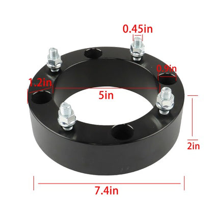 Solid Spare 4pcs 4x156 Wheel Spacers 2" 131mm M12x1.5 For 2013-2020 Polaris Ranger Black