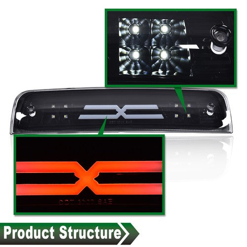 Solid Spare Fit For 2009-2018 Dodge Ram 1500 2500 3500 Black LED 3rd Brake Light Cargo Lamp