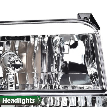 Solid Spare Clear Chrome LED DRL Headlights Bumper Lamps Fit For 92-96 Ford F-150 Bronco