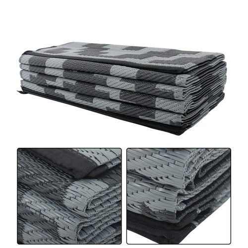 Solid Spare Waterproof Outdoor Rug Outdoor Plastic Straw Rug 9x12FT Black Gray Camping