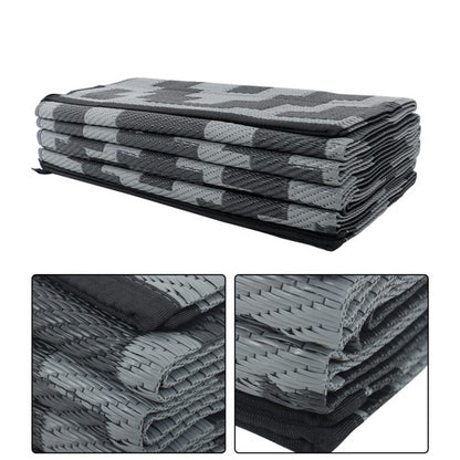 Solid Spare Waterproof Outdoor Rug Outdoor Plastic Straw Rug 9x12FT Black Gray Camping